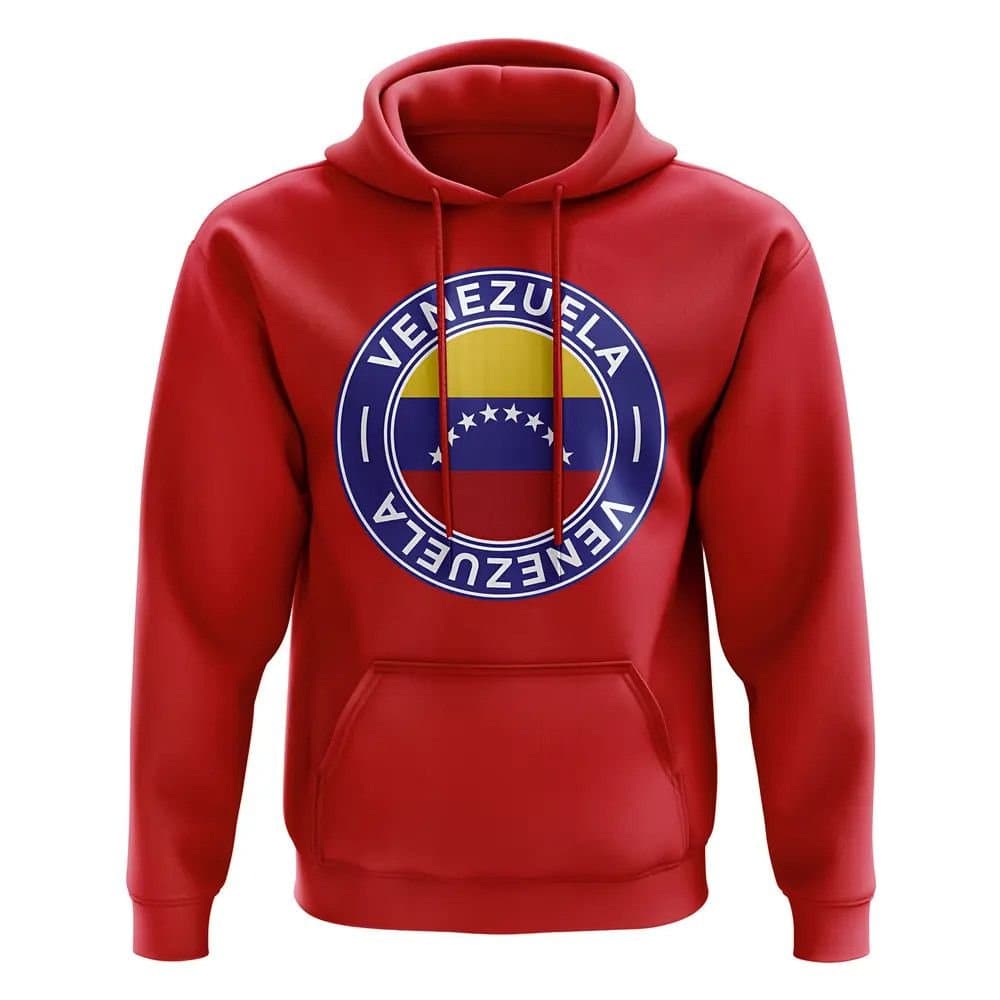 Venezuela Venezuela Men's Personalised Football Badge Hoodie in Red