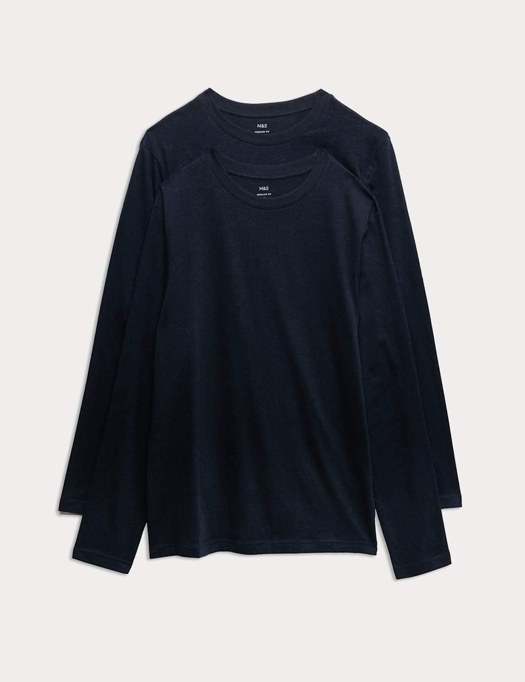 Marks & Spencer M&S 2 Pack Pure Cotton Long Sleeve T-Shirts Dark Ink