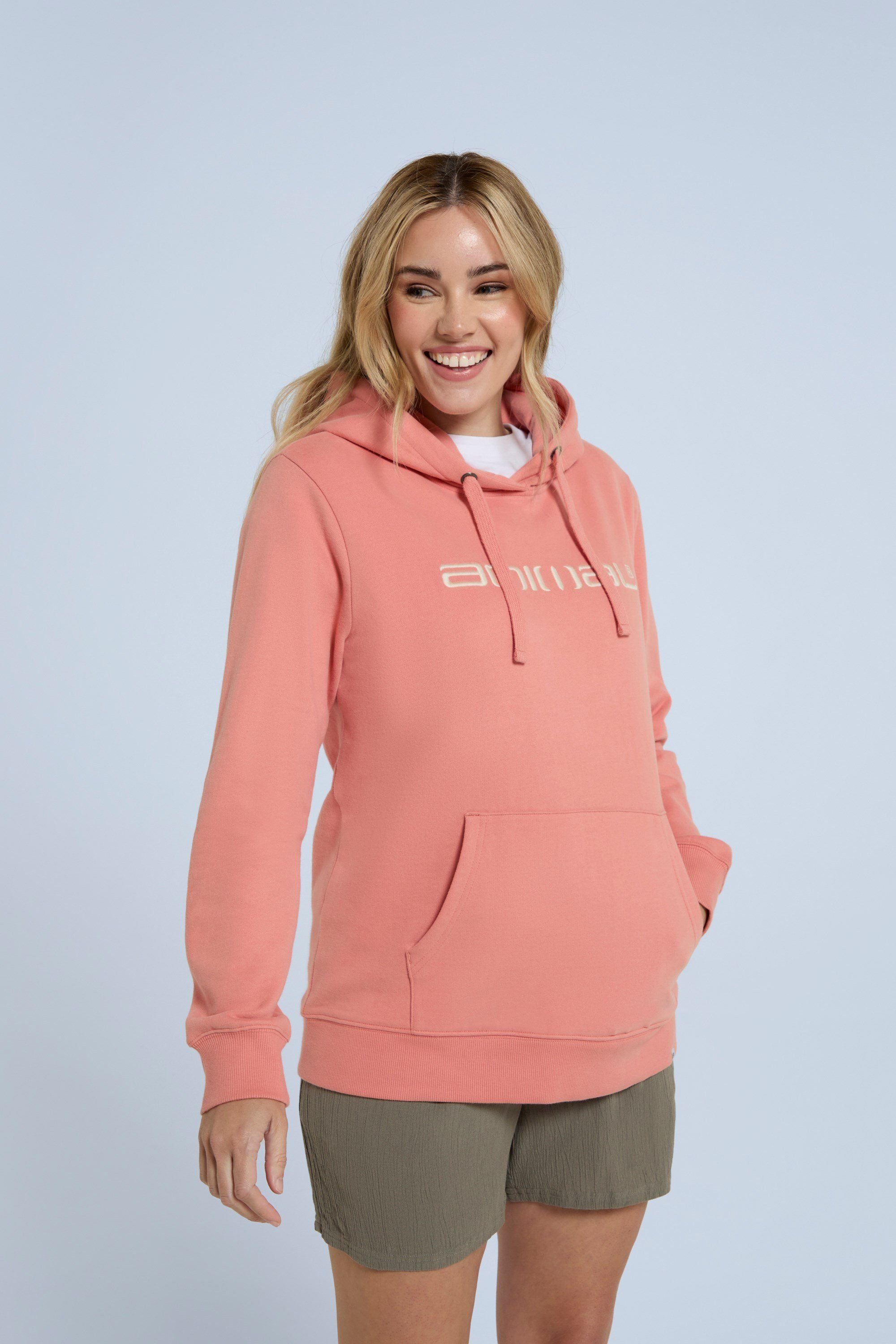 Animal Animal Women's Maya Hoodie Sweatshirt Gym Training Cotton Pullover in Coral - 2