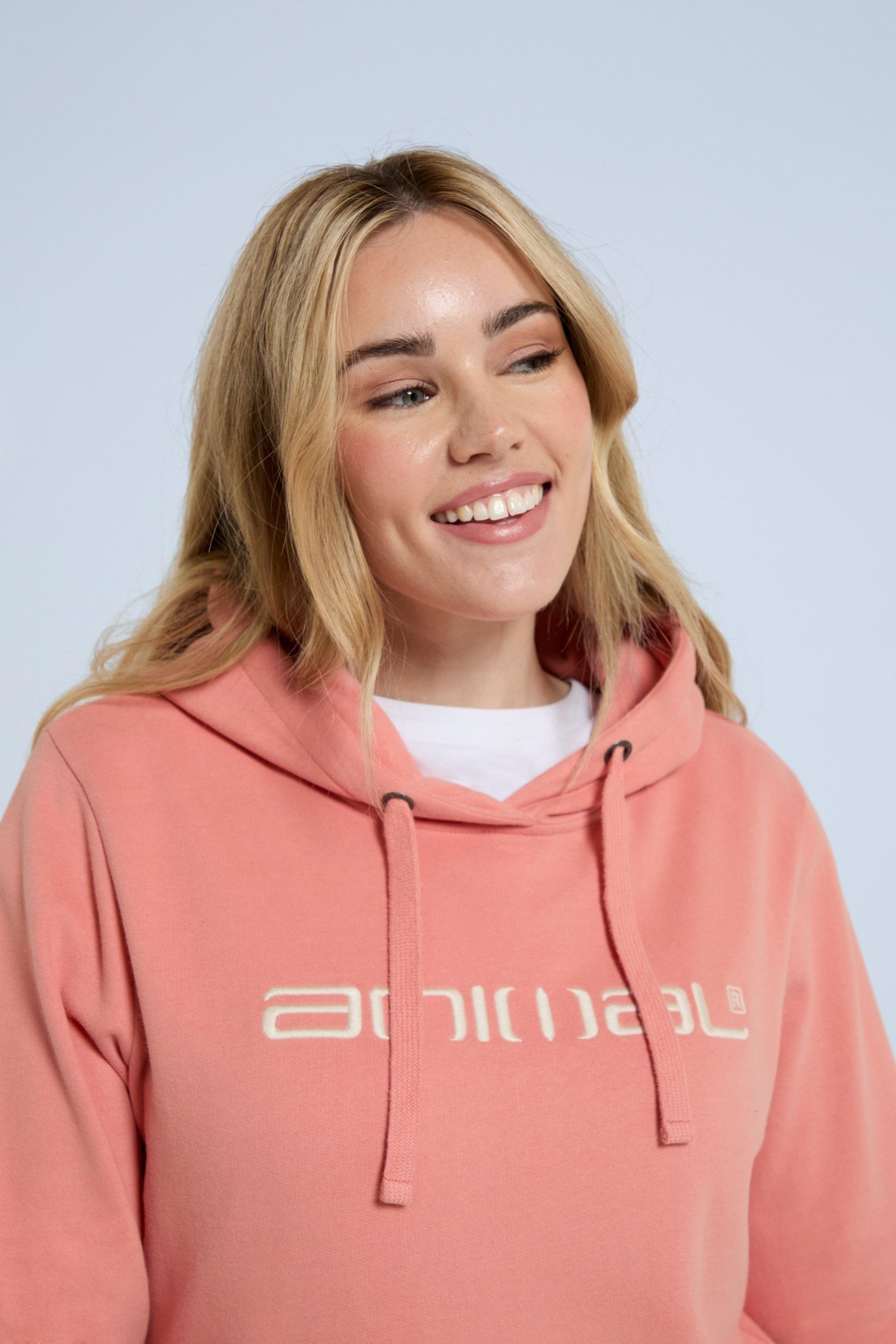 Animal Animal Women's Maya Hoodie Sweatshirt Gym Training Cotton Pullover in Coral - 3