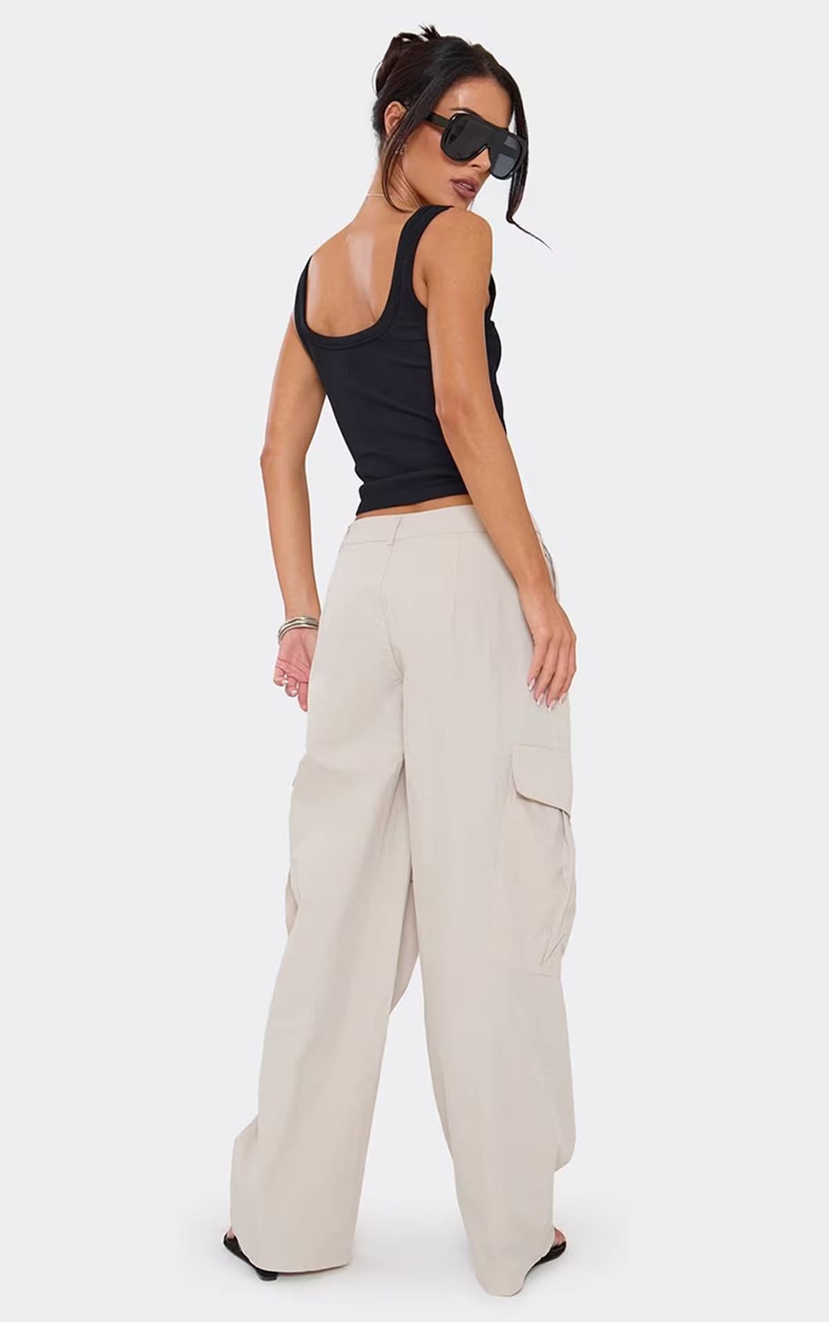 EGO Stone Woven Low Rise Button Detail Cargo Trousers