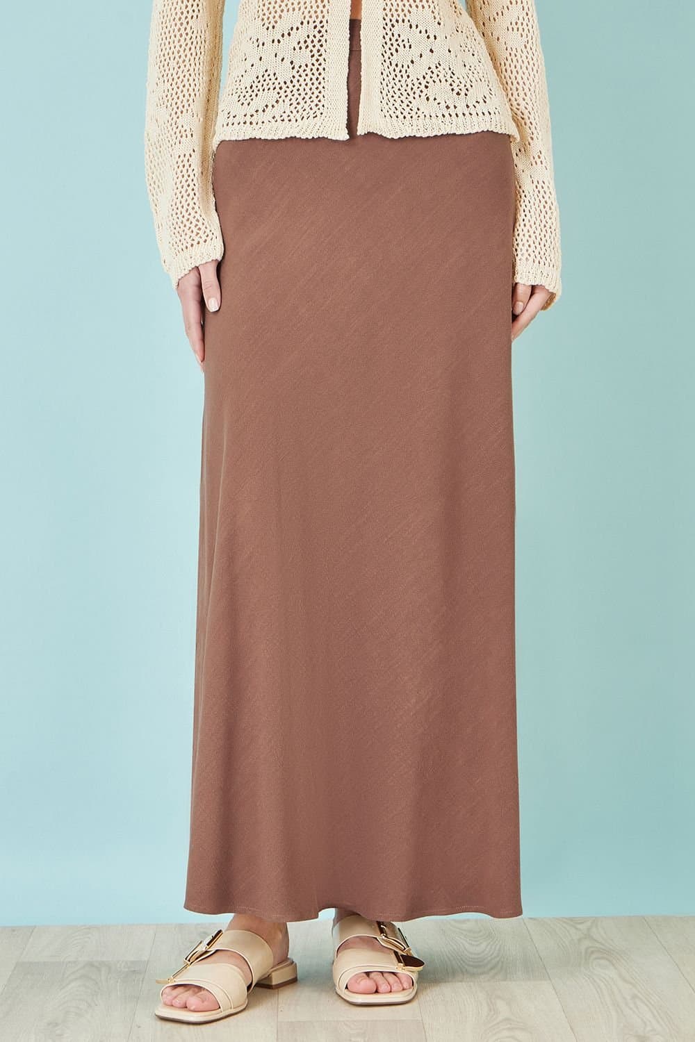 Yumi Yumi Women's Brown Viscose Maxi Skirt