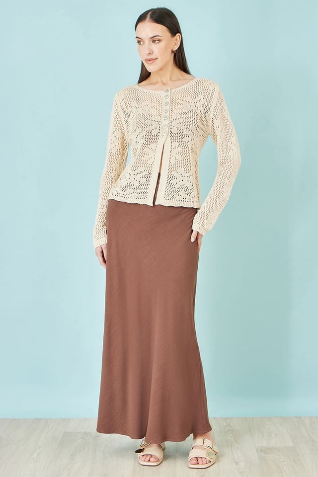 Yumi Yumi Women's Brown Viscose Maxi Skirt - 2