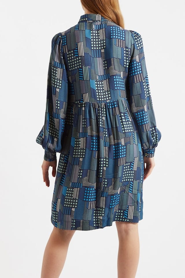 Louche Louche Women's Melly Geo City Print Mini Shirt Dress in Blue - 2