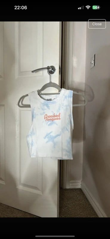 ASOS Asos crooked tongues tie die white and blue crop top - 1