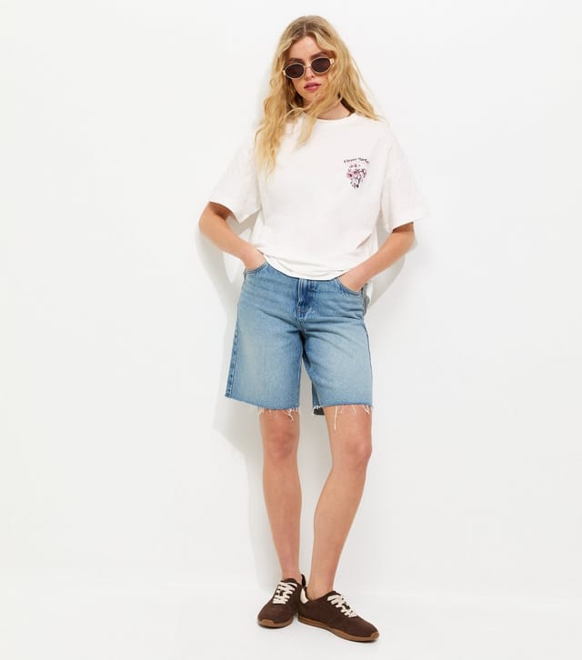 New Look Women's Off White Cotton Flower Market Oversized T-Shirt New Look - 3