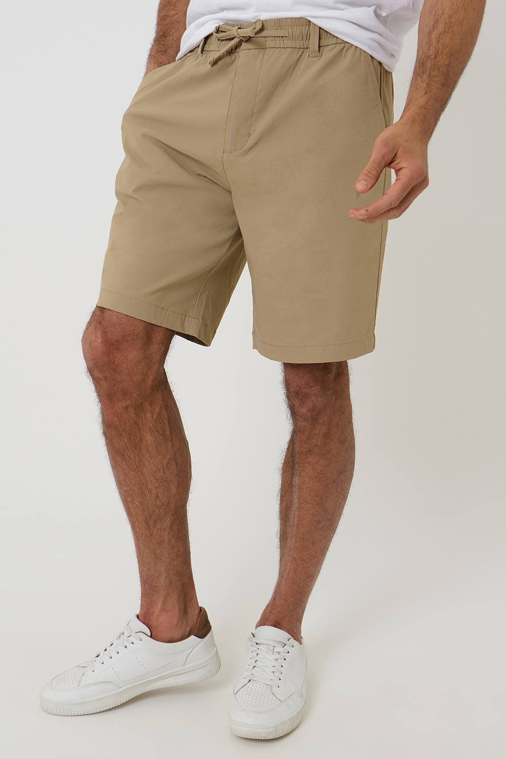 Threadbare Threadbare Men's Elasticated Waist Stretch Chino Shorts in Stone - 2