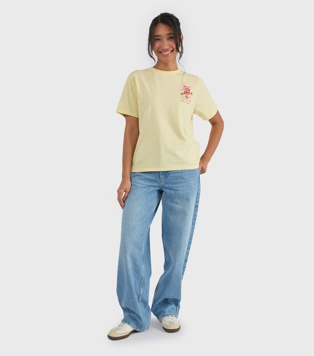 Skinnydip Women's Custard Yellow Strawberry Shortcake Print T-Shirt Skinnydip New Look - 3