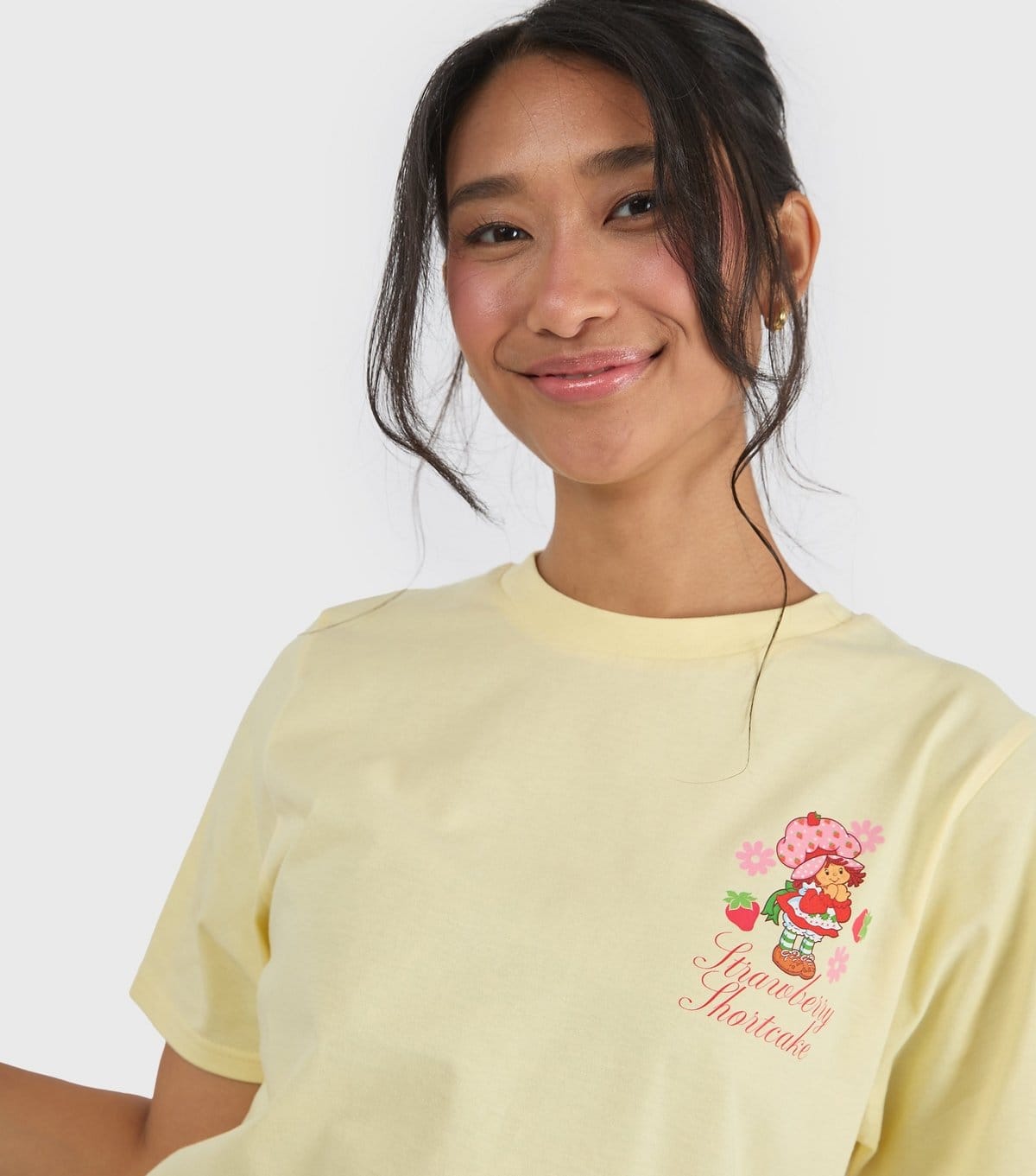 Skinnydip Women's Custard Yellow Strawberry Shortcake Print T-Shirt Skinnydip New Look - 4