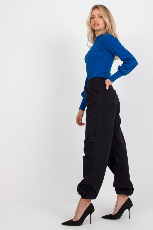 Love Lace Love Lace Women's Ribbed Long Sleeve Blouse With Wide Cuffs Style 174730 in Blue - 3
