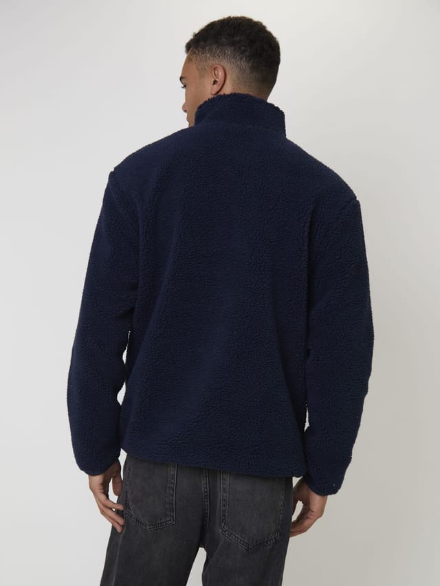 South Beach South Beach Men's Fleece Borg 1/4 Zip Jacket in Navy - 3