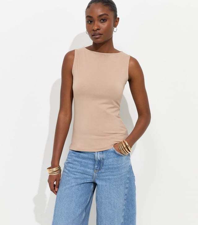 New Look Women's Mink Cotton Rich Slash Neck Vest Top New Look - 2