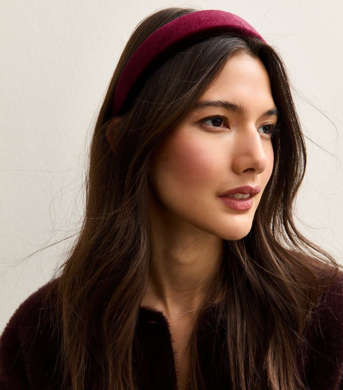 New Look New Look Dark Burgundy Velvet Padded Headband