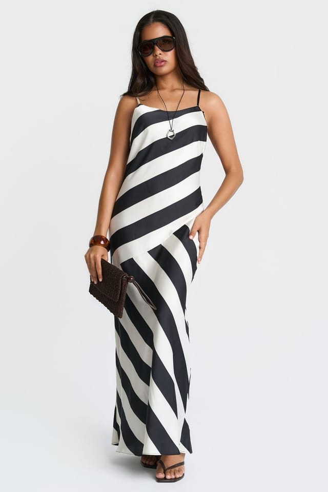 Needs No Label Needs No Label Women's Mono Stripe Maxi Dress in Black - 3