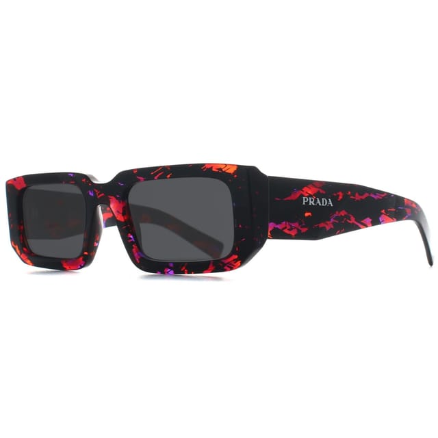 Prada Prada Women's Rectangle Abstract Orange Dark Grey PR06YS in Black - 2