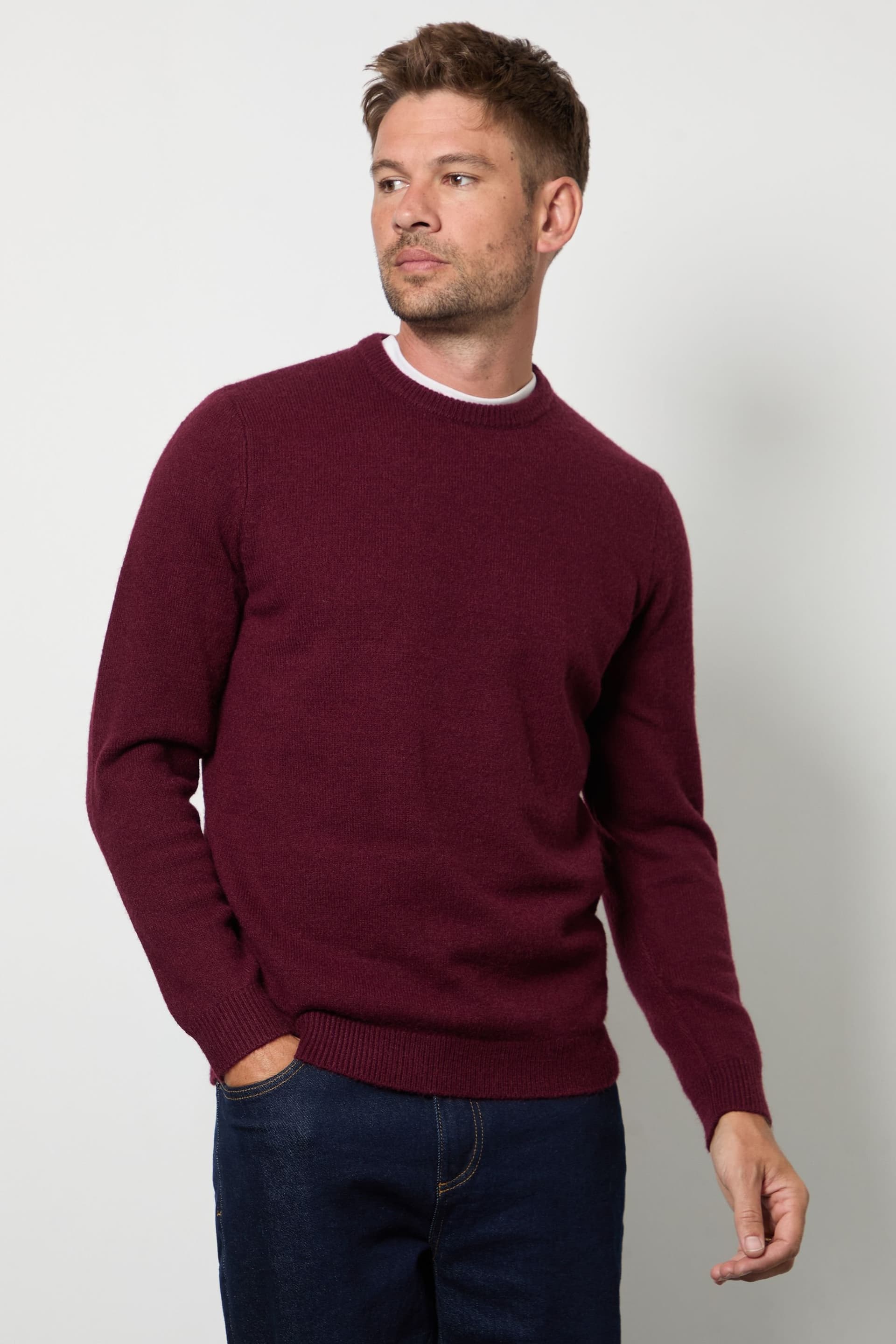 Burton Burton Men's Burgundy Soft Crew Neck Jumper