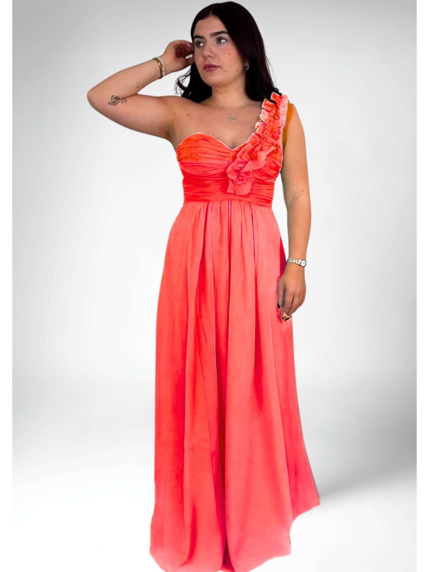 Marco Paul Marco Paul Women's Satin Fitted Strapless Bridesmaid Dress in Coral - 4
