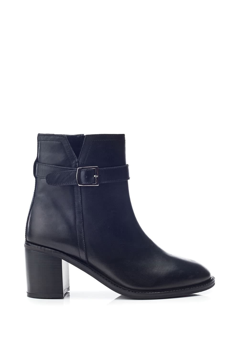 b.soleful B.soleful Black Leather Heeled Ankle Boots