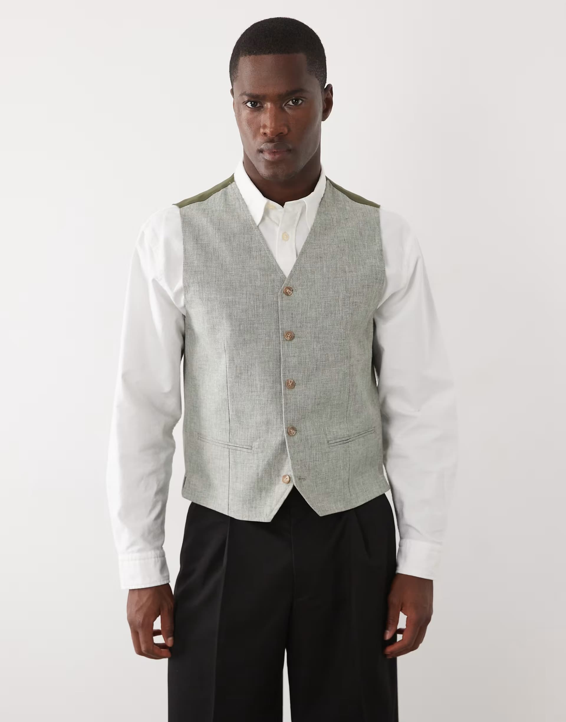 ASOS Jack & Jones Premium co-ord linen blend waistcoat in sage green