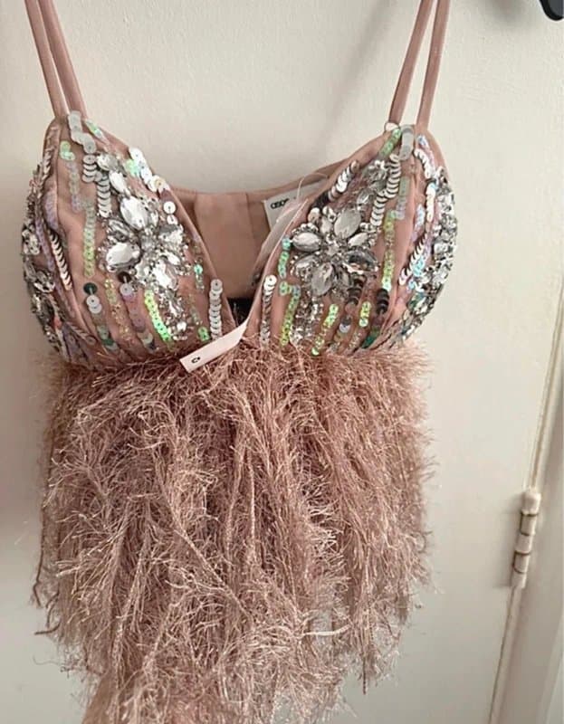 ASOS ASOS Luxe embellished gemstone bralet with feathers, size 6, brand new.