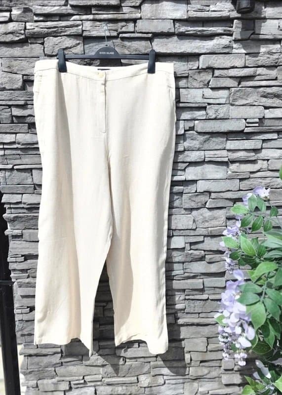 ASOS Design Asos Design Curve relaxed straight leg linen trousers stone beige summer holiday beach