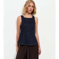 New Look Women's Navy Denim Sleeveless Flared Top New Look - 1