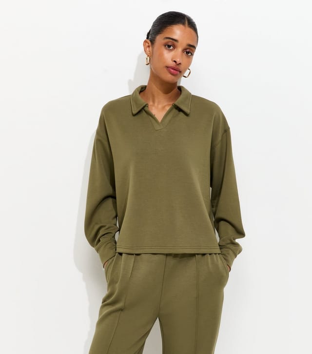 New Look Women's Premium Light Khaki Long Sleeve Rugby Sweatshirt New Look - 2