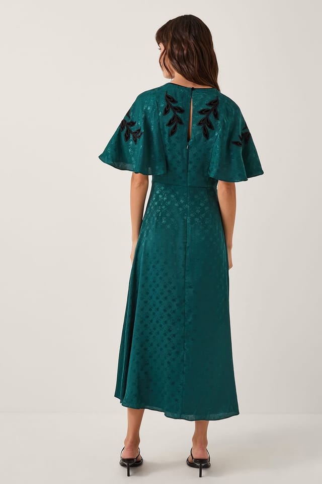 Monsoon Monsoon Women's Bianca Embroidered Floral Cape Midi Dress Green - 2