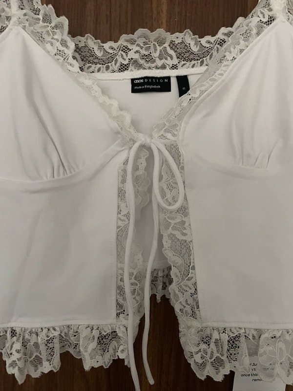 ASOS Design ASOS Design White Tie Front Top