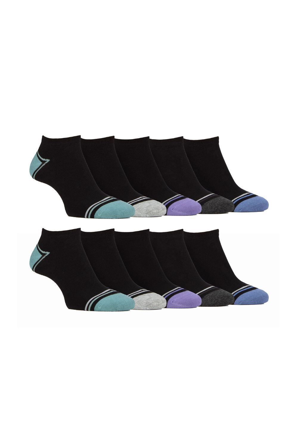 Farah FARAH Men's 10 Pack Breathable Bamboo Plain Trainer Socks in True Black - 1