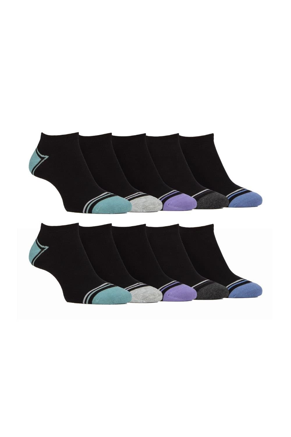 Farah FARAH Men's 10 Pack Breathable Bamboo Plain Trainer Socks in True Black