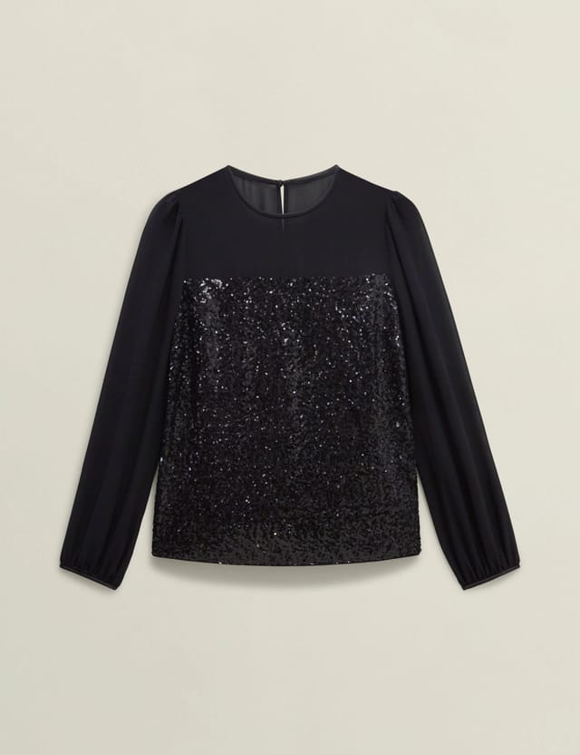 Hobbs London Hobbs London Women's Zariah Sequin Top in Black - 2