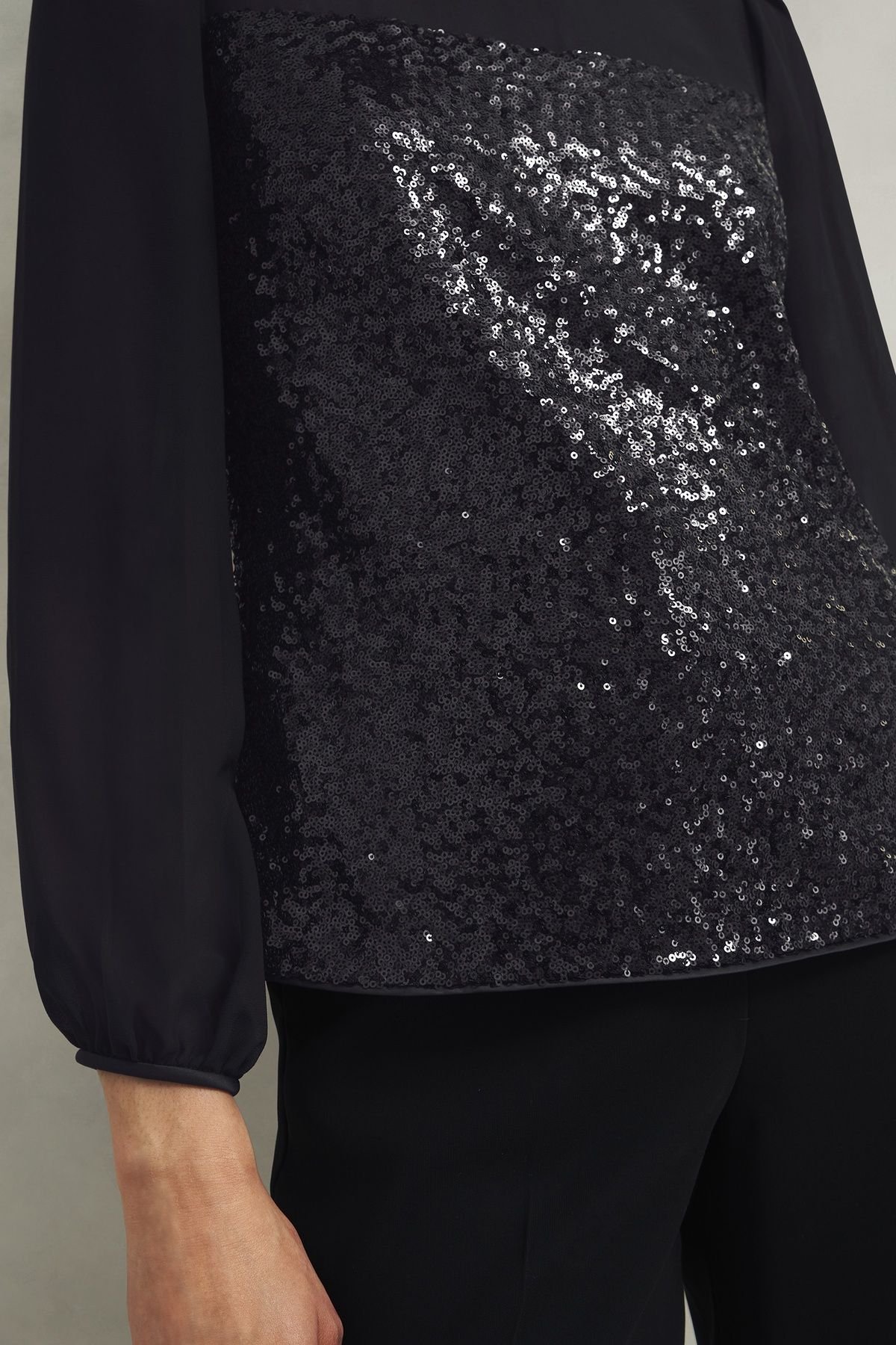 Hobbs London Hobbs London Women's Zariah Sequin Top in Black - 3