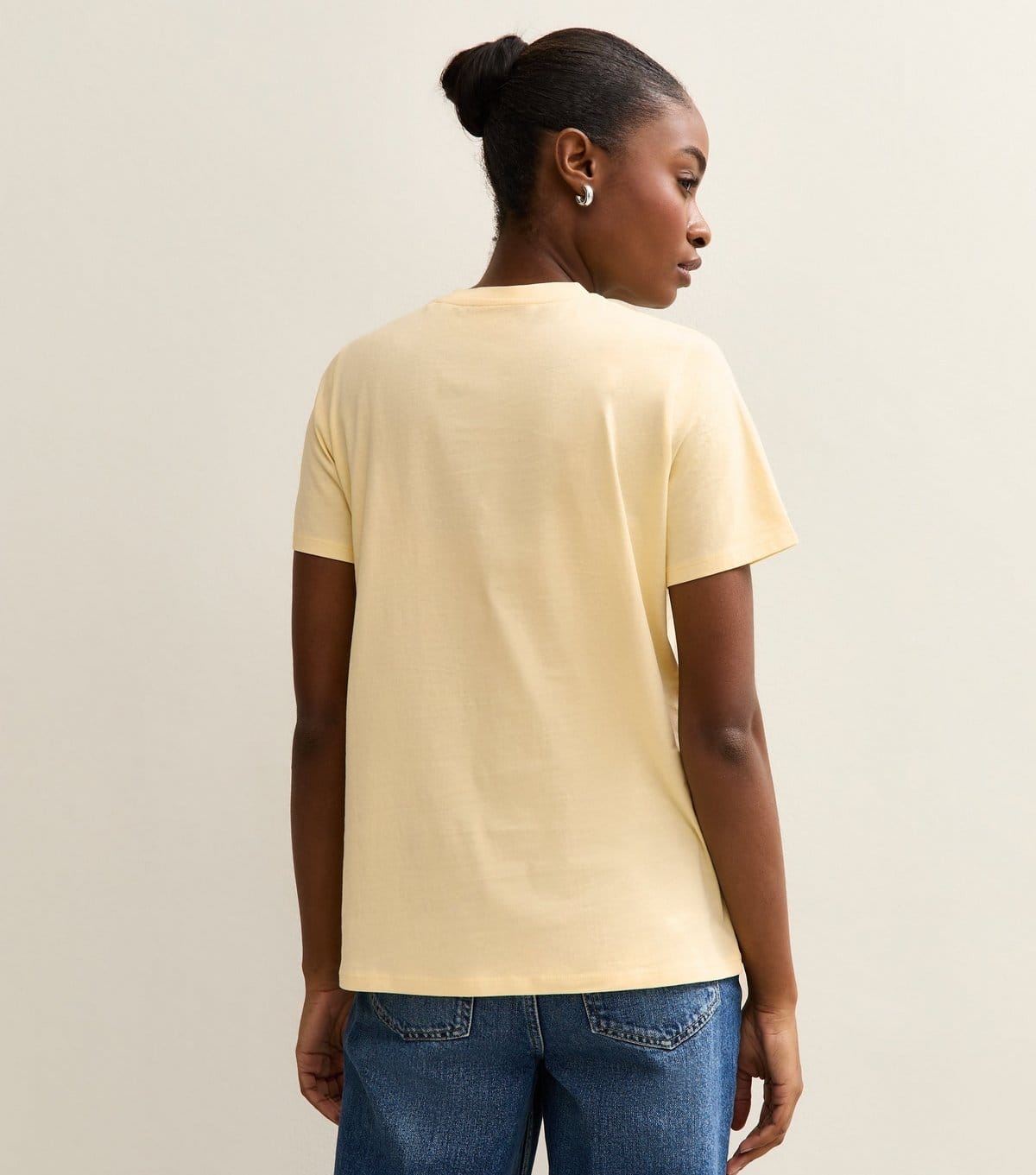 New Look Women's Light Yellow Cotton Crew Neck T-Shirt New Look - 4