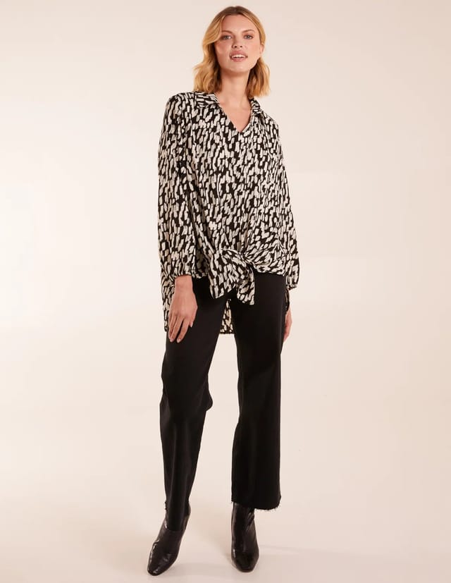 Blue Vanilla High Low Hem Tie Knot Blouse - 2