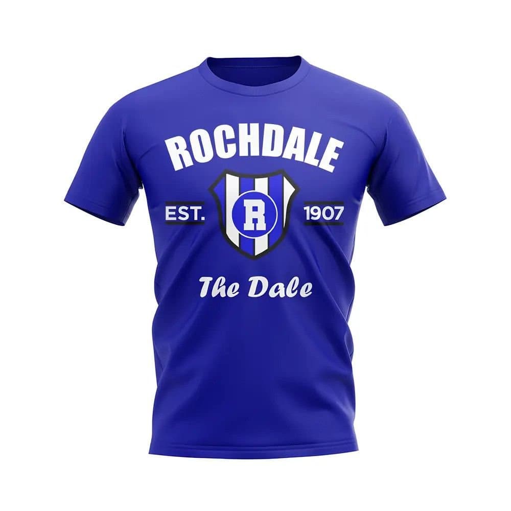 Rochdale Rochdale Men's Personalised Established Football T-Shirt in Blue