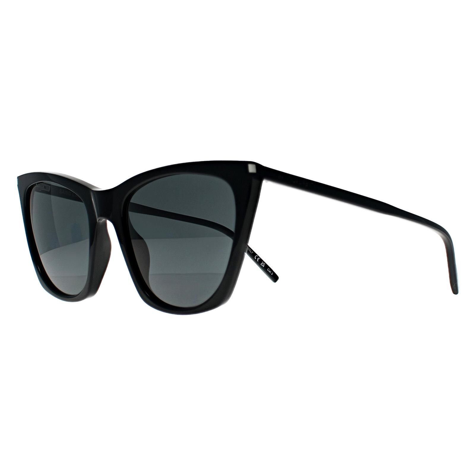 Saint Laurent Saint Laurent Women's Cat Eye Shiny Black Grey SL 214 Kate Thin - 2