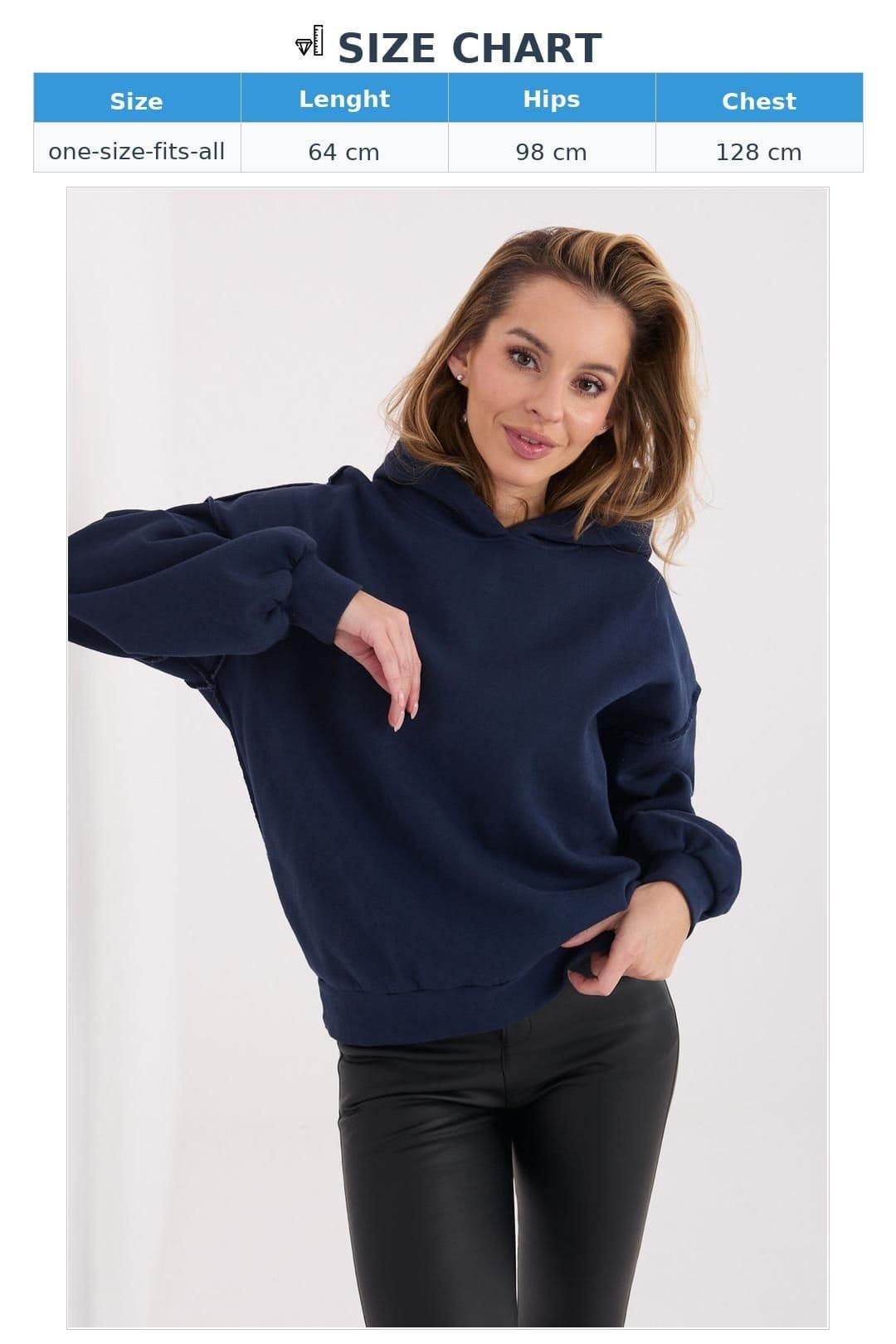 Love Lace Love Lace Women's Casual Hooded Cotton Elastane Insulated Sweatshirt in Blue - 4