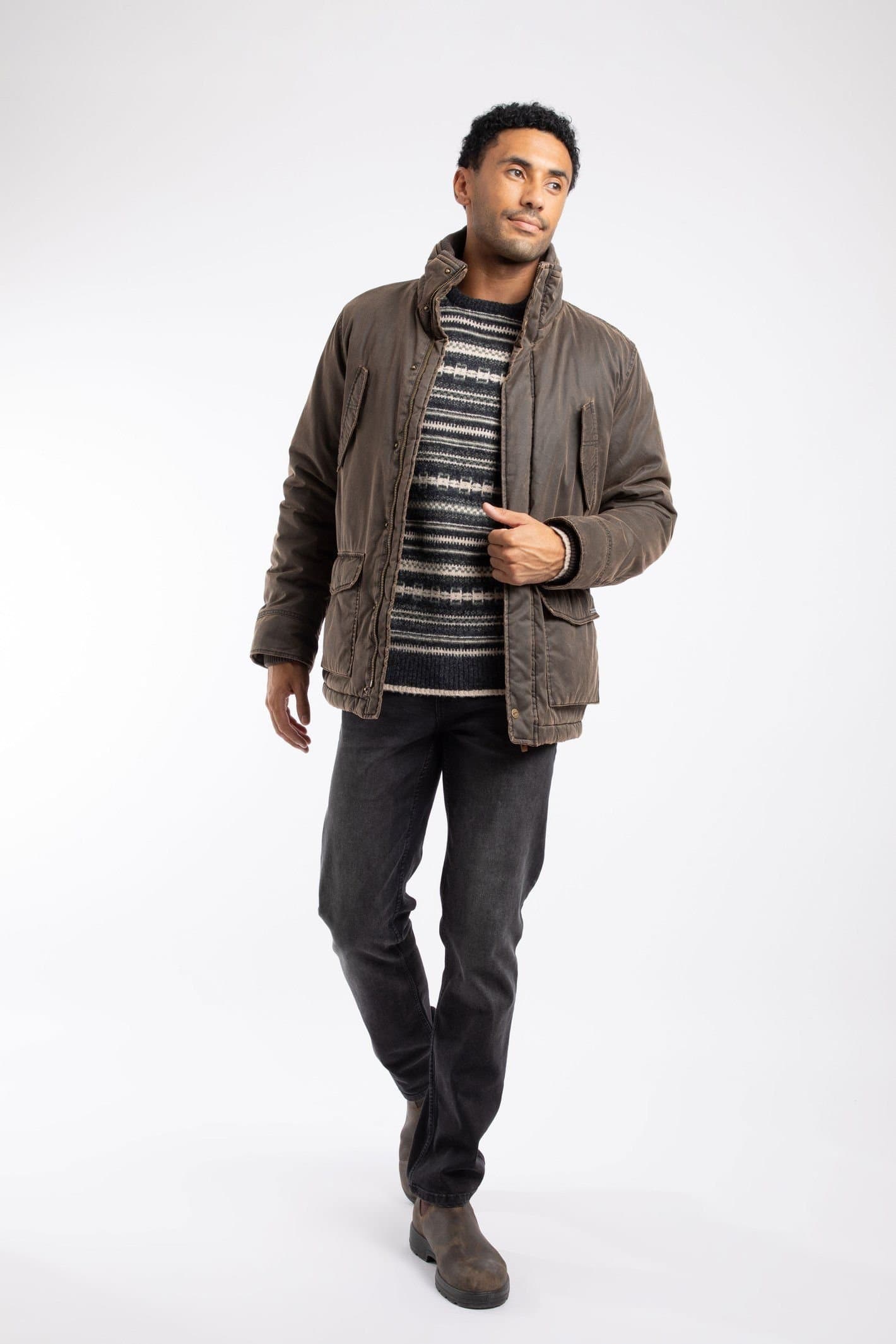 Weird Fish Weird Fish Men's Thunderchief Wadded Field Jacket in Dark Brown