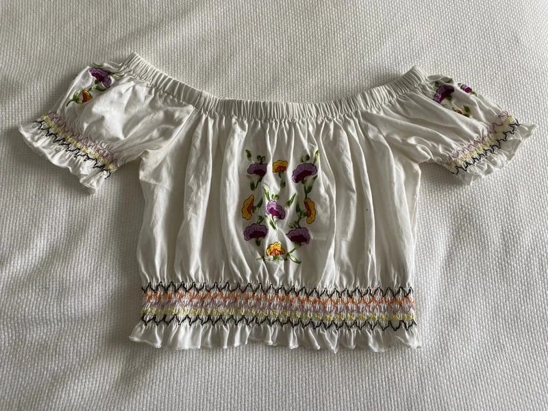 ASOS White Embroidered Off-Shoulder Top