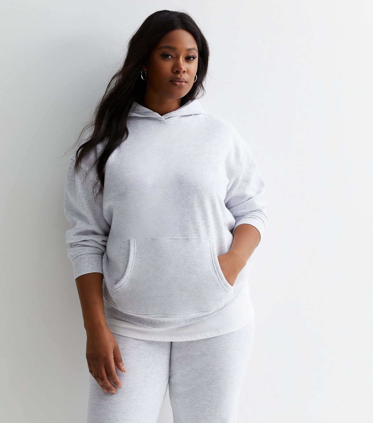 New Look New Look Pale Grey Jersey Hoodie for Women's Plus Size