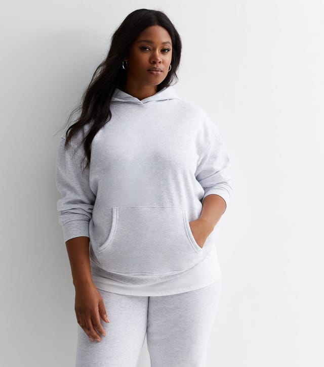 New Look Women's Plus Size Pale Grey Jersey Hoodie Curves New Look - 2