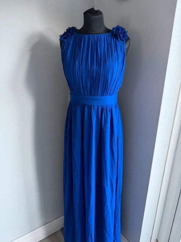 Little Mistress Little Mistress cobalt blue chiffon maxi dress size 8 (ref v113) prom wedding cruise - 1