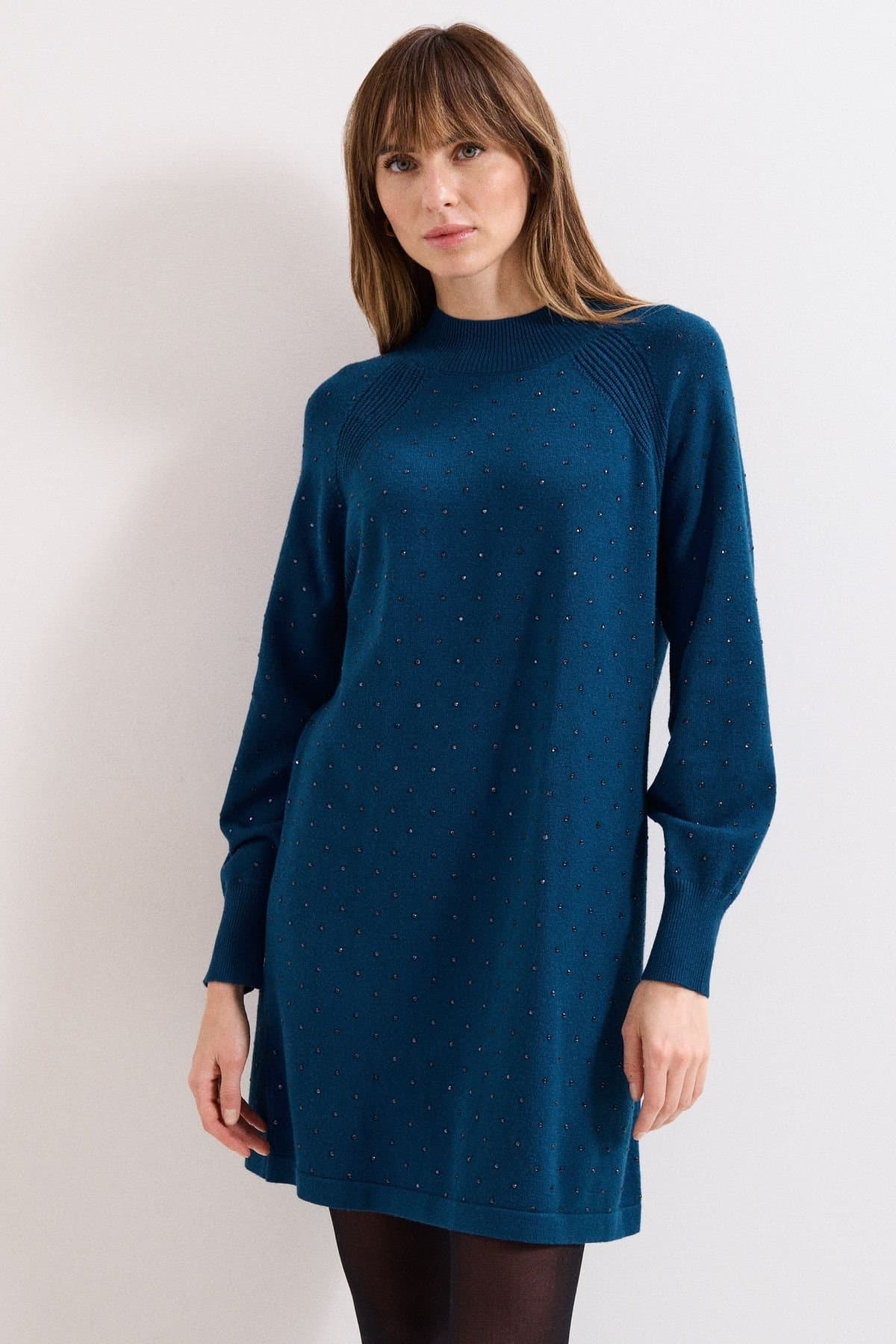 Phase Eight Phase Eight Women's Tala Hot Fix Long Sleeve Mini Dress in Dark Blue