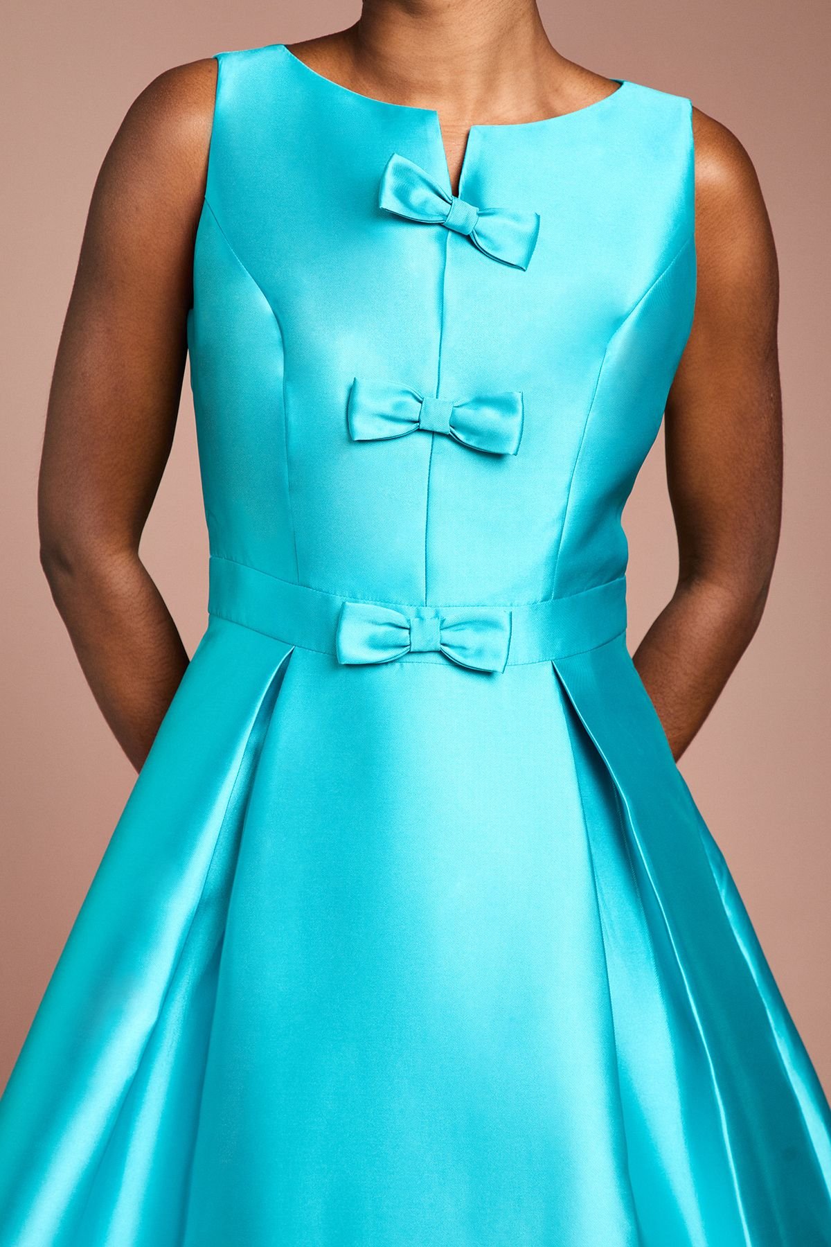 Coast Coast Women's Bow Detail Full Skirt Midi Dress in Teal - 4