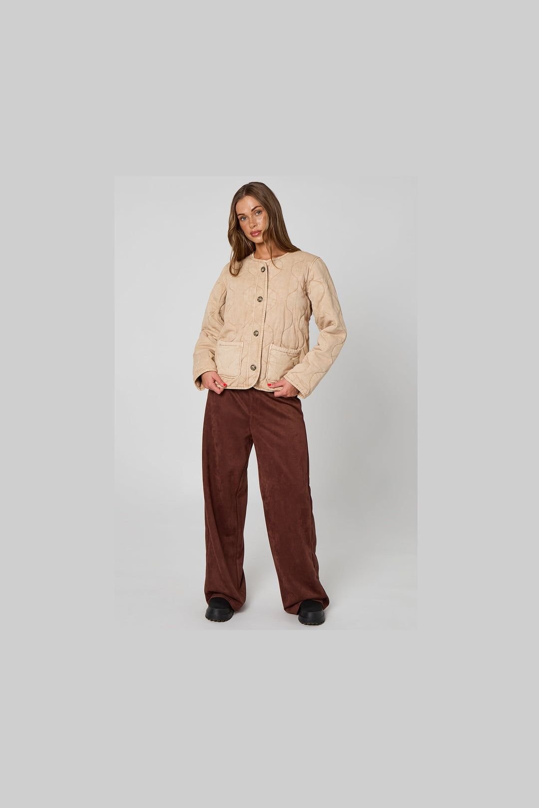 Urban Bliss Urban Bliss Women's Washed Quilted Coat in Natural - 2