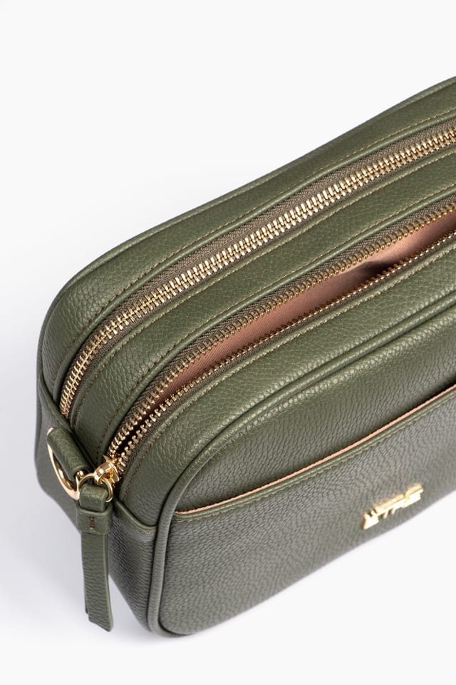 Etre Etre Women's Willa Crossbody Bag - Khaki, Pebbled Faux Leather in Khaki - 2