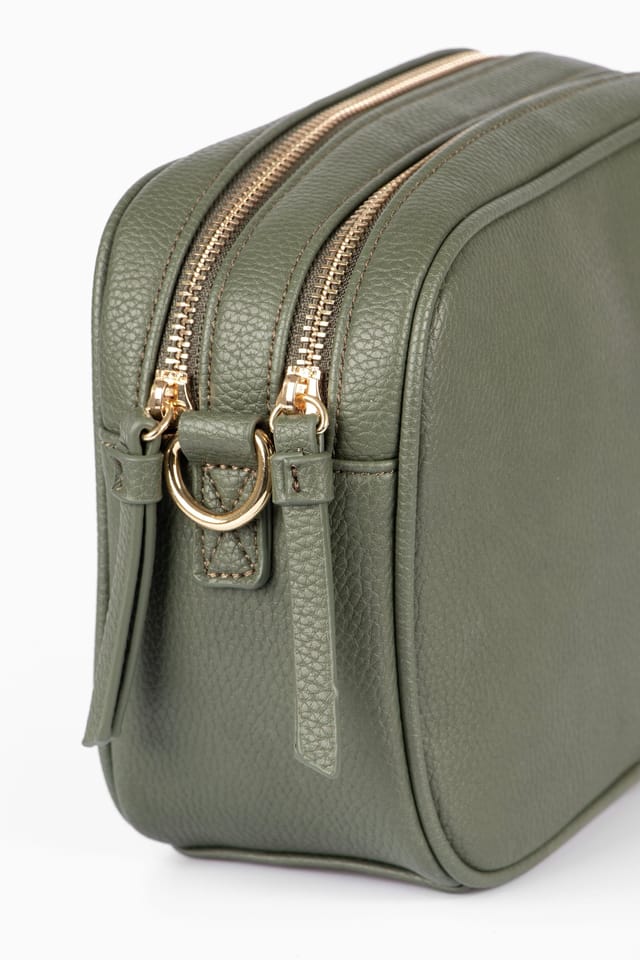 Etre Etre Women's Willa Crossbody Bag - Khaki, Pebbled Faux Leather in Khaki - 3