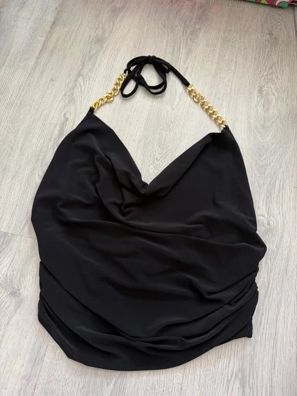 New Look new look black halter neck crop top size 14
