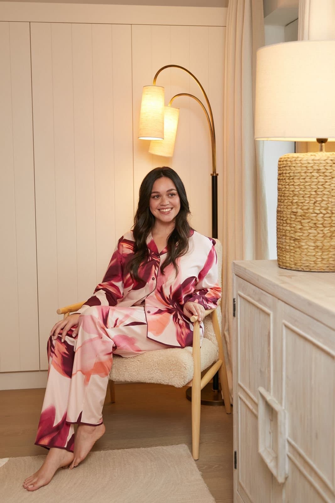 Cyberjammies Cyberjammies Women's BLUSH BOTANICA FLORAL PRINT L/SLV PYJAMA SET in Peach